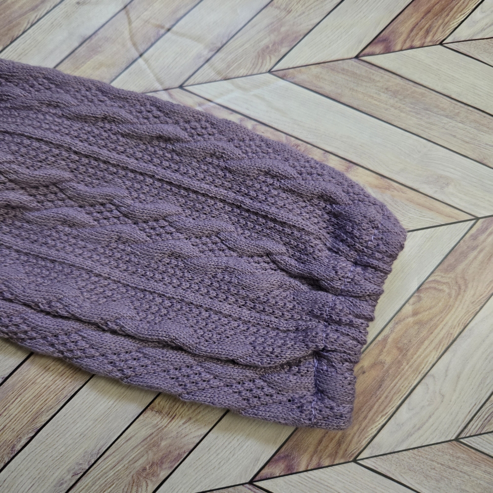 Boho Baby Girl Cable Knit Long Sleeve Sweater Romper Dusty Lavender One-Piece - Picture 7 of 10